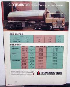 1970 International IH Trucks Dealer Transtar Semi Truck Models Sales Brochure