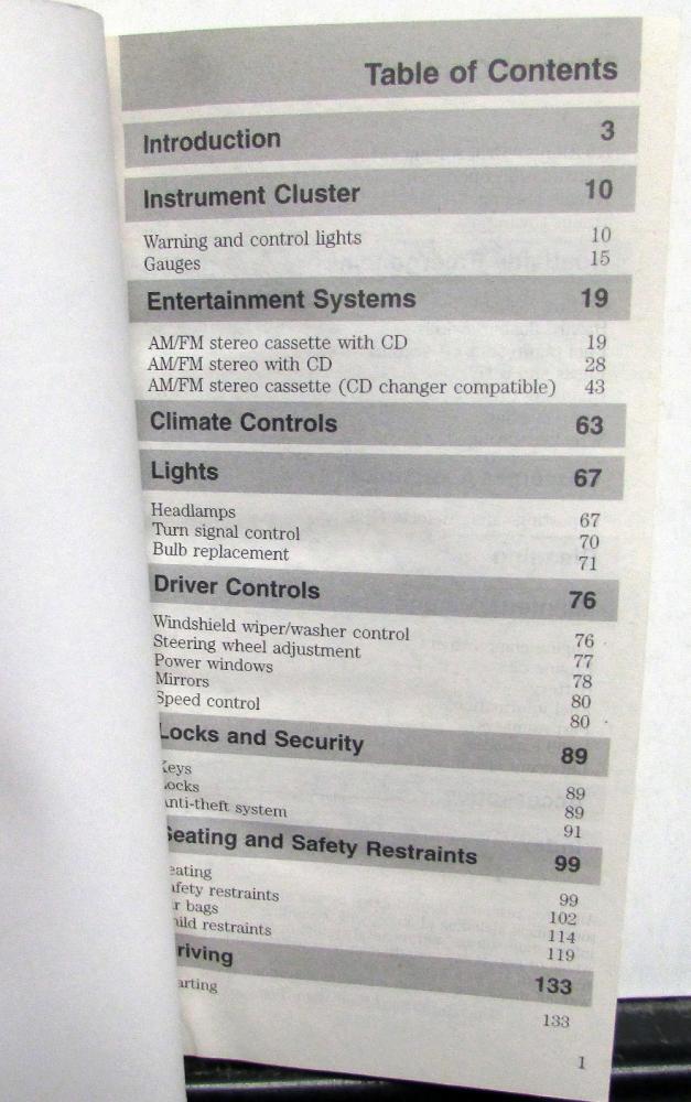 2002 FORD MUSTANG OWNERS MANUAL visual data 3