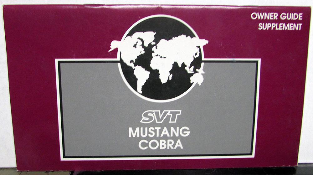 1997 Ford Mustang SVT Cobra Owners Manual Supplement Guide Booklet Original