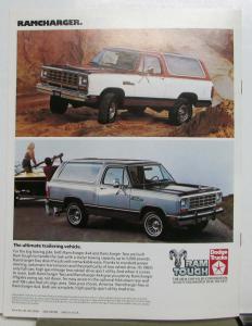 1983 Dodge Ram Trucks Rampage Power Ram 50 Van Wagon Sales Brochure