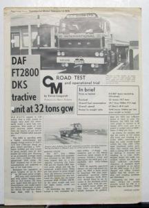 1976 DAF FT2800 DKS Truck Construction Commercial Motor Reprint Folder UK Market