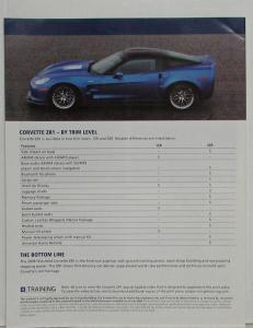 2009 Chevrolet Corvette ZR1 Special Update Reference Guide for Sales Consultants