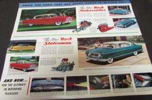1955 Nash Ambassador Statesman Jerfire V8 Custom & Super XL Sales Folder Orig