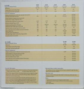 1999 Mercedes-Benz S and CL Prices and Optional Equipment Pocket Reference