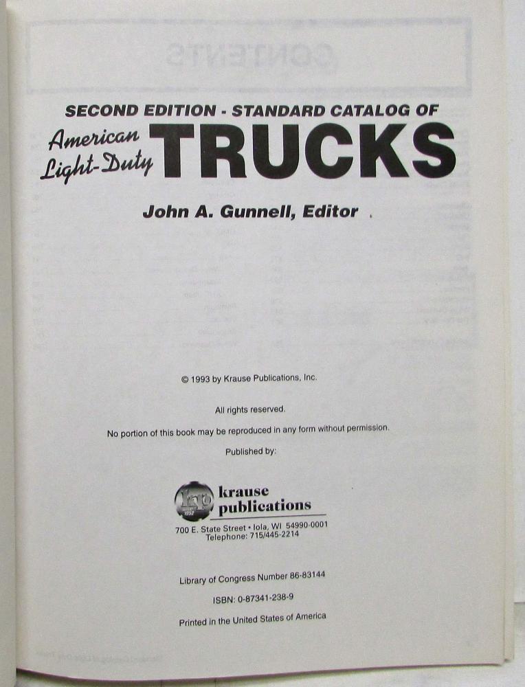 Second Edition Standard Catalog of American LightDuty Trucks 18961986
