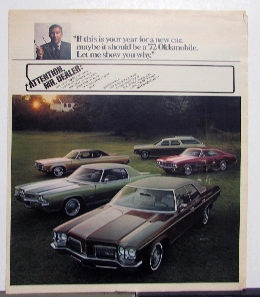 1972 Oldsmobile Toronado Ninety Eight Delta 88 Cutlass Diagrams Options Brochure