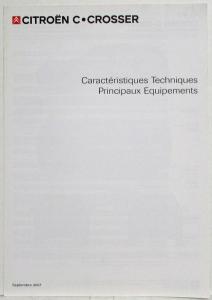 2008 Citroen C-Crosser Sales Brochure with Specs/Main Equipment Folder - French