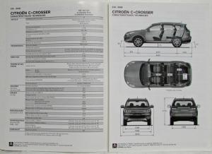 2008 Citroen C-Crosser Sales Brochure with Specs/Main Equipment Folder - French