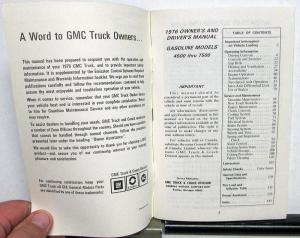 1976 GMC Truck 4500 thru 7500 Gas Models Owners and Drivers Manual