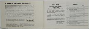1976 GMC GE and GS 1500 thru 3500 Models Owners and Drivers Manual VanDura Rally