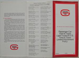 1978 General Tire Car Light Trucks RVs Tires and Tubes Limited Adjustment Policy