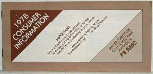 1978 AMC Pacer Gremlin Concord AMX Matador Consumer Information