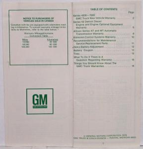 1979 GMC Truck 4500 thru 7000 Series Vehicle Warranty Information