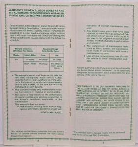 1979 GMC Truck 4500 thru 7000 Series Vehicle Warranty Information