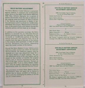 1979 GMC Truck 4500 thru 7000 Series Vehicle Warranty Information