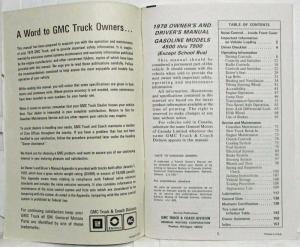 1978 GMC Truck 4500 thru 7500 Gas Except School Bus Owners and Drivers Manual