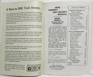 1978 GMC 4500 and Up Diesel Models Exc Astro & General Owners and Drivers Manual