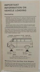 1979 GMC Vandura Gaucho Rally Wagon Rally STX Models Owners and Drivers Manual