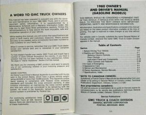 1980 GMC Medium and Heavy Duty Gas Trucks Owners and Drivers Manual