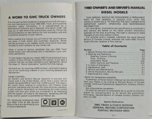 1980 GMC Medium and Heavy Duty Diesel Truck Owners and Drivers Manual