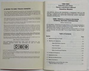 1980 GMC Truck Suburban and Jimmy Owners and Drivers Manual