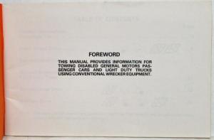 1982 General Motors Passenger Car and Light Truck Towing Instructions Manual