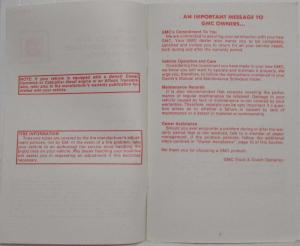 1984 GMC Truck Heavy Duty Models Warranty and Owner Assistance Information