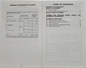 1984 GMC Truck Glider Kit Models Warranty and Owner Assistance Information
