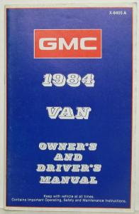 1984 GMC Van Owners and Drivers Manual