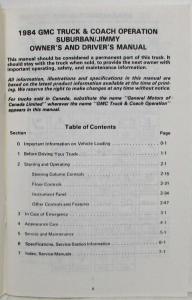 1984 GMC Truck Jimmy and Suburban Owners and Drivers Manual