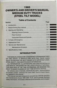 1985 GMC Forward Truck Owners and Drivers Manual