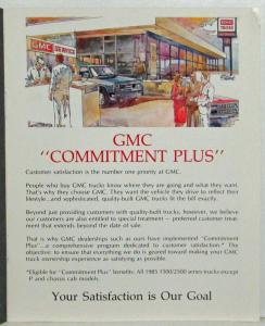 1985 GMC Trucks Commitment Plus Consumer Information Booklet