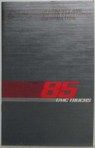 1985 GMC Truck Forward Models Warranty and Owner Assistance Information