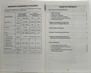 1985 GMC Truck Forward Models Warranty and Owner Assistance Information