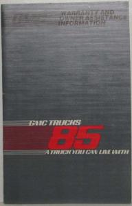 1985 GMC Truck/Chassis 2500-3500 Warranty and Assistance Info CA Diesel HD Em