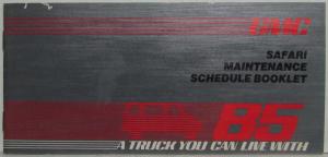 1985 GMC Truck Safari Maintenance Schedule Booklet