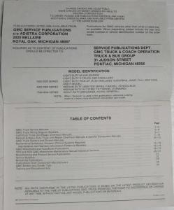 1985 GMC Truck Service Publications Catalog