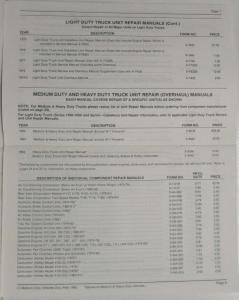 1985 GMC Truck Service Publications Catalog