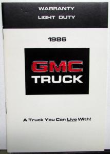 1986 GMC Truck/Chassis 1500-3500 & Caballero Warranty and Owner Assistance Info