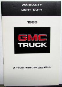 1986 GMC Truck/Chassis 1500-3500 & Caballero Warranty and Owner Assistance Info