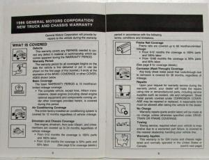 1986 GMC Truck Series 4 thru 7 Warranty and Assistance Information