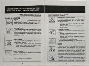 1986 GMC Forward Truck Models Warranty and Owner Assistance Information