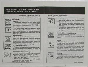 1986 GMC Heavy Duty Models Warranty and Owner Assistance Information