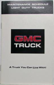 1986 GMC Light Duty Truck Maintenance Schedule Booklet