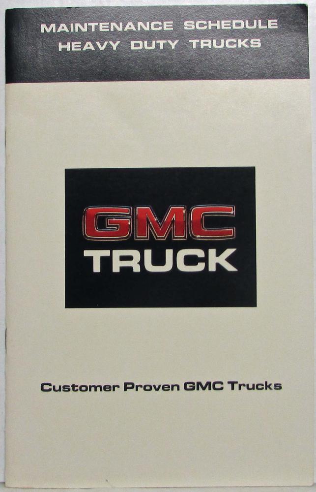 1986 GMC Heavy Duty Truck Maintenance Schedule Booklet