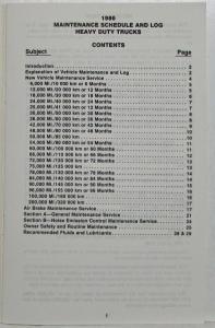 1986 GMC Heavy Duty Truck Maintenance Schedule Booklet