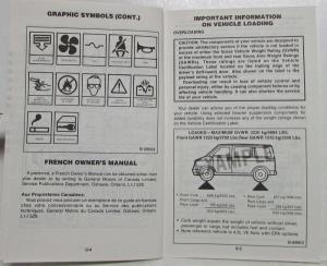 1986 GMC Truck Safari Van Owners and Drivers Manual