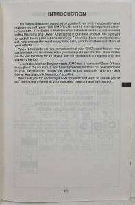 1986 GMC Forward 4000 Truck Owners and Drivers Manual