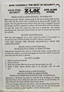 GM Goodwrench Z-Lok Security Warranty/Instruction Tag