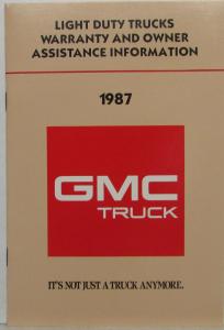 1987 GMC Truck/Chassis 1500-3500 & Caballero Warranty and Owner Assistance Info